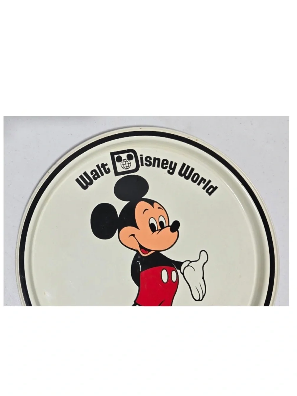 Vintage 70s Disney Plate Mickey Mouse Walt Disney World Large Circular Tin VTG